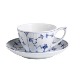 Blue Fluted Plain Tea Cup & Saucer