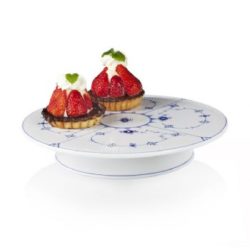 Blue Fluted Plain Footed Cake Plate