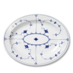 Blue Fluted Plain Oval Platter Large