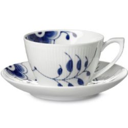 Blue Fluted Mega Tea Cup & Saucer
