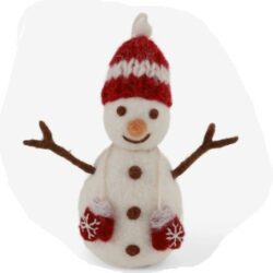 Felt Snowman w/Red Hat & Mittens