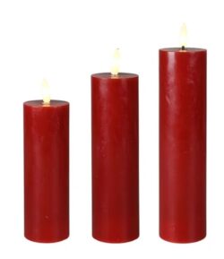 LED Wax Candles - Set of 3 - Red