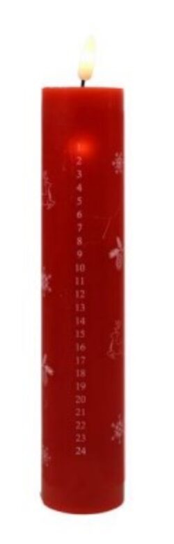 Red Jingle Doodle Calendar LED Candle