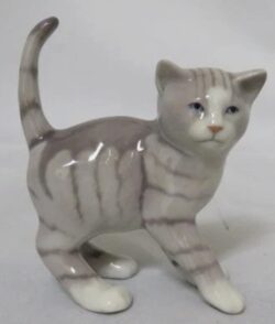 Denmark Gray Tabby Cat Tail Up Figurine - Royal Copenhagen