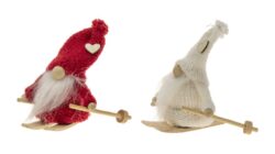 Red & White Knitted Skiing Gnomes