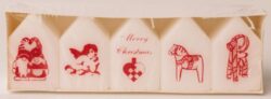 White w/Red Print, House Candles