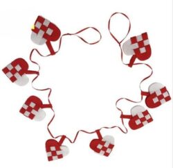 Red and White Felt Braided Heart Garland