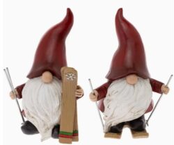 Skiing Santa Christmas Gnomes Set of 2