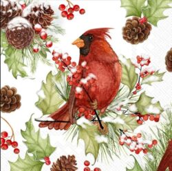 Cardinals in Holly Napkins