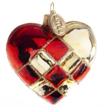 Brink Nordic – Red & Gold Woven Heart 5cm