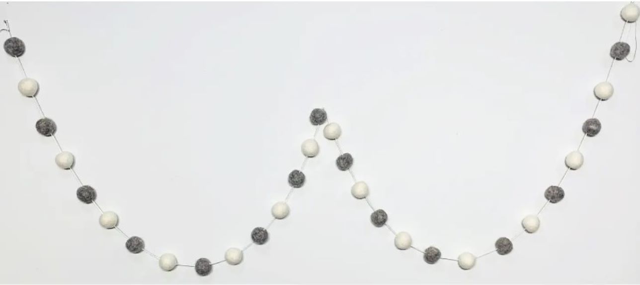 Felt Pompom Garland, Cream & Grays