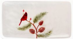 Pinecones & Cardinals Ceramic Christmas Platter