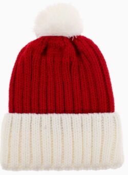 Coarse Knitted Santa Beanie Classic Red and White
