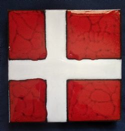 Terracotta Denmark Flag Tile/Trivet