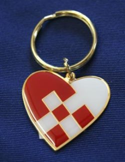 Red/White Danish Heart Design Key Chain