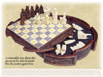 Viking Isle of Lewis Miniature Mahogany Chess Set