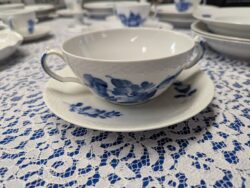 Royal Copenhagen Blue Flowers Braided Cream Soup Bowl & Saucer Set